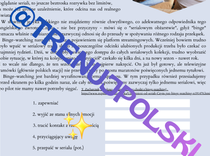 Binge-watching 📺🎞️- gotowa lekcja poziom B2-C1