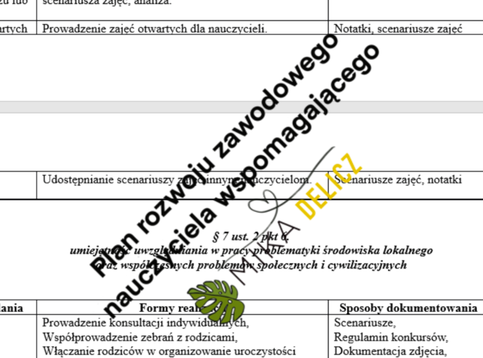 Plan rozwoju zawodowego nauczyciela wspomagającego