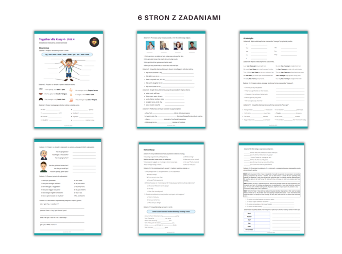 Together dla klasy 4 Unit 4 Dodatkowe materialy, Gramtyka, Słownictwo, Komunikacja, Karty pracy, ćwiczenia, zadania