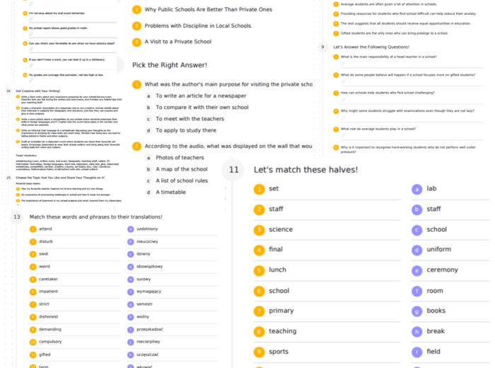 Repetytorium dla szkoły podstawowej cz. 1 (Pearson) – Unit 4 – karta pracy