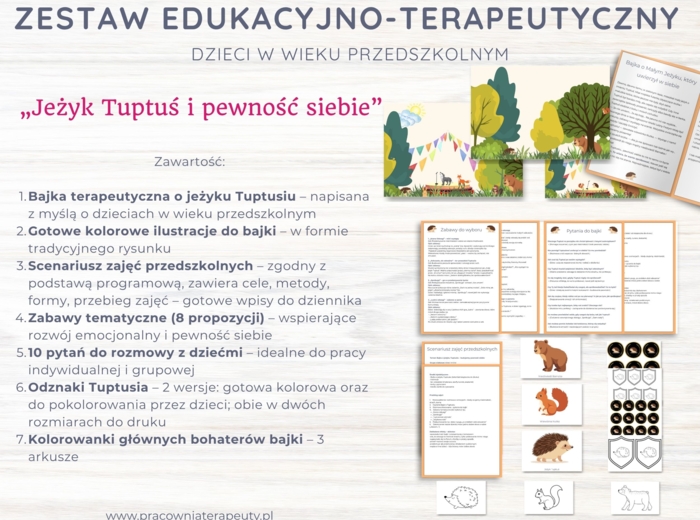 Zestaw edukacyjno-terapeutyczny: „Jeżyk Tuptuś i pewność siebie”