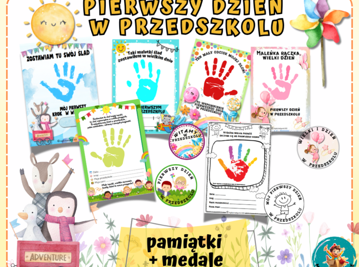 PIERWSZY DZIEŃ W PRZEDSZKOLU - PAMIATKA + MEDALE