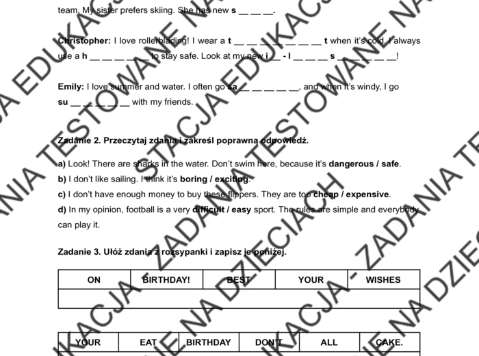 Brainy 5 Unit 3 - powtórka do sprawdzianu + klucz odpowiedzi