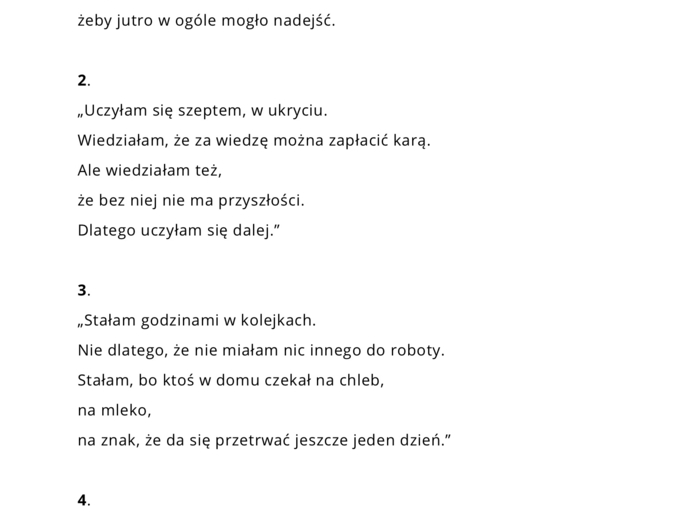 Scenariusz apelu - dzień kobiet, 20 polskich głosów