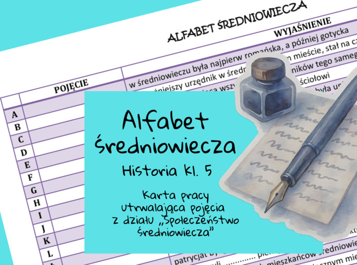 Alfabet średniowiecza - karta pracy historia klasa 5