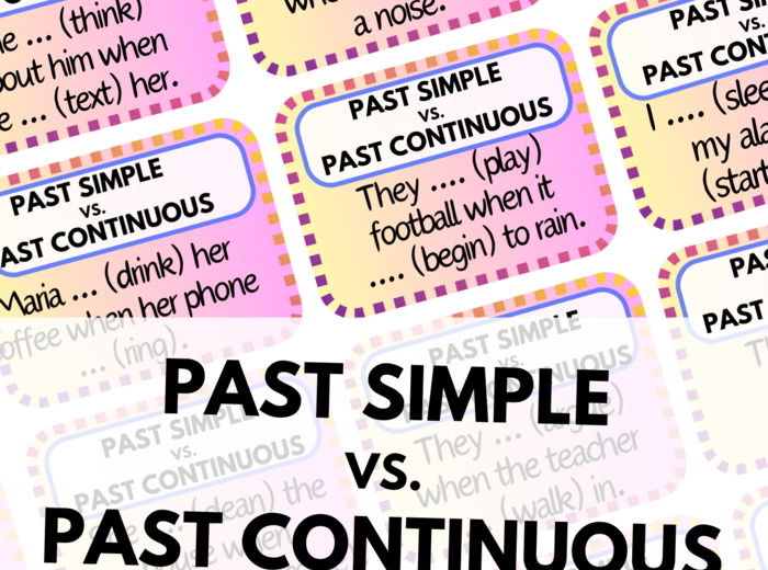 Past Simple vs. Past Continuous - 60 Grammar Cards - uzupełnianie luk - zestaw kart - karty - gramatyka - klasa  6, 7, 8 - egzamin ósmoklasisty - matura -  powtórka