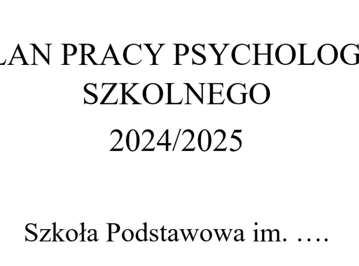 Plan pracy psychologa szkolnego