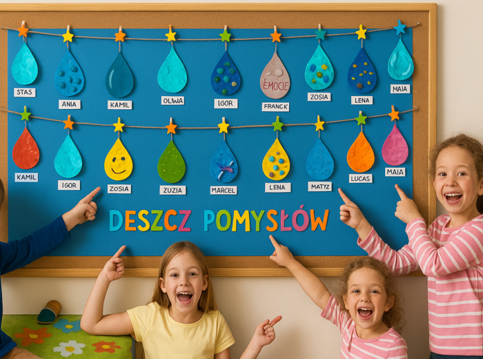 „Krople deszczu” – praca plastyczna z papieru i bibuły