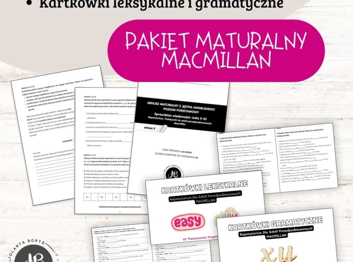 PAKIET MATURALNY MACMILLAN - Arkusze maturalne + kartkówki leksykalne i gramatyczne