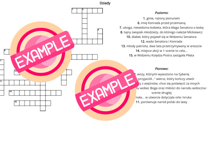 Pakiet krzyżówek, romantyzm, 7 krzyżówek oraz rozwiązania, pdf