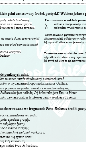 POWTÓRKI PRZED EGZAMINEM. Z BOHATERAMI UTWORÓW ADAMA MICKIEWICZA PRZYPOMINAMY WIADOMOŚCI O RODZAJACH, GATUNKACH I ŚRODKACH POETYCKICH.