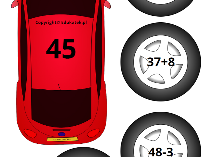 Samochodowa zabawa matematyczna – doskonalenie dodawania i odejmowania