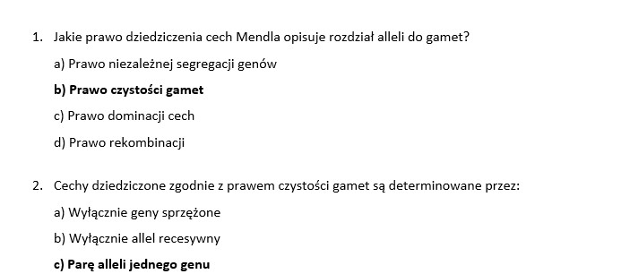 Test- genetyka klasyczna. dziedziczenie cech organizmu