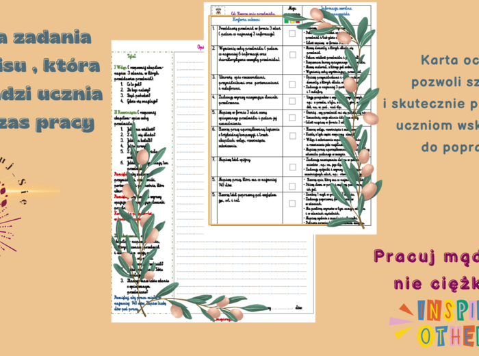 Opis przedmiotu - karty pracy do klas IV-VI , zestaw materiałów - ocenianie kształtujące