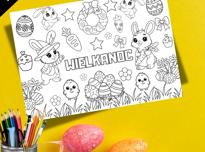 Kolorowanka Wielkanocna Duży format A3. Wielkanocna Kolorowanka
