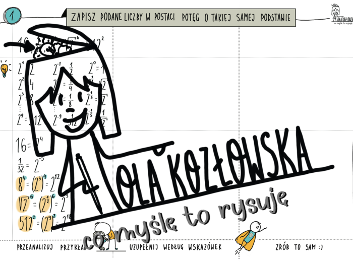 Potęgi w liceum - karta pracy