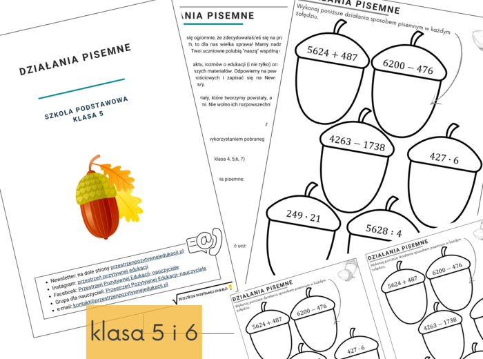 Działania pisemne (klasa 4,5,6,7)