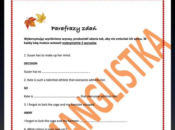 PARAFRAZY ZDAŃ ZE SŁOWEM KLUCZEM- AŻ 100 ZDAŃ!!!- MEGA TRENING!- EGZAMIN ÓSMOKLASISTY/ MATURA