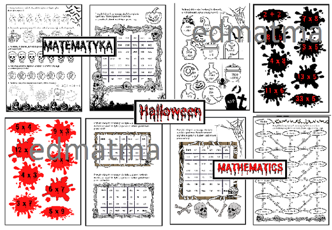 Halloween - gazetka + 6 kart pracy. Matematyka