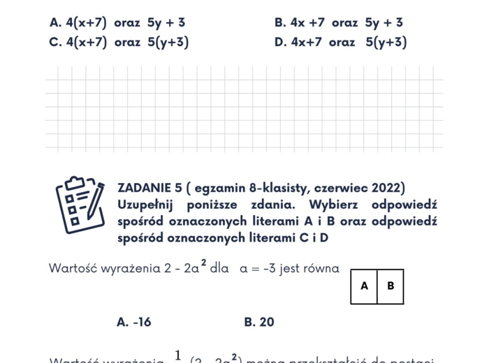 WYRAŻENIA ALGEBRAICZNE - z Matixem do E8