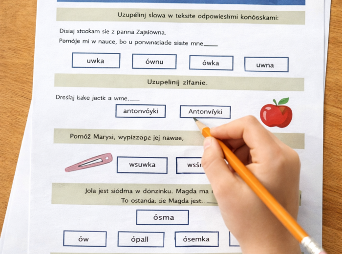 PISOWNIA WYRAZÓW Z "Ó" [Karta pracy, sprawdzian}