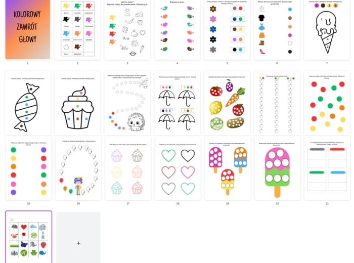 Kolorowy zawrót głowy - karty pracy do nauki kolorów