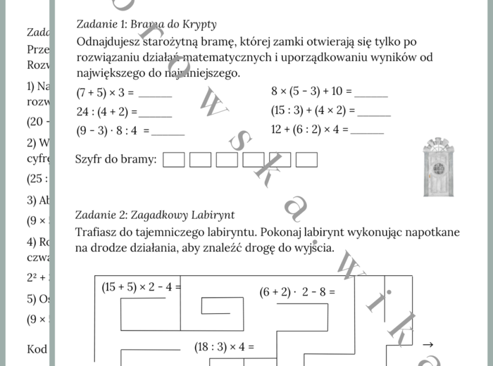 Poszukiwanie Tajemniczego Artefaktu - Kolejność wykonywania działań