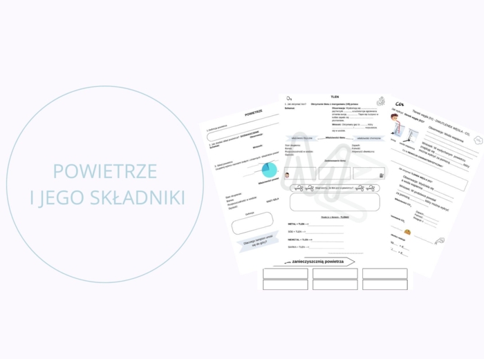 Powietrze i jego składniki - 4 karty notatek