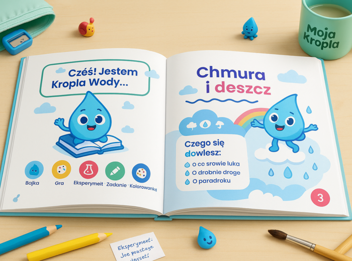 Książka edukacyjna dla dzieci „Przygody Kropli Wody”
