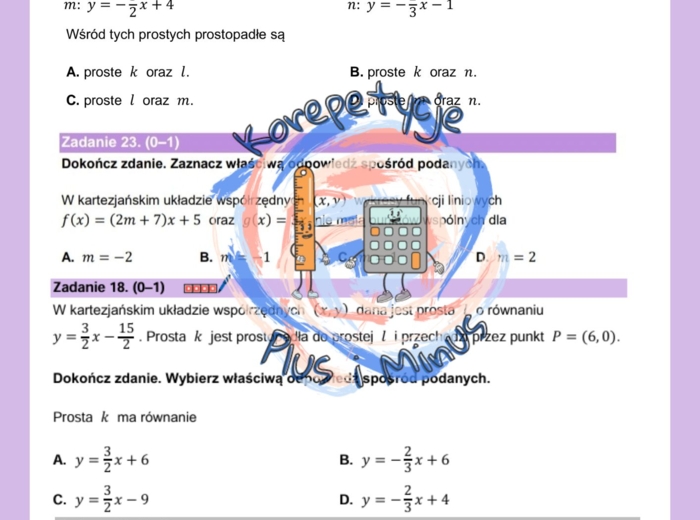 Zadania maturalne- proste równoległe i proste prostopadłe