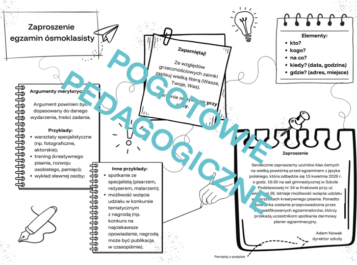 Notatka graficzna - zaproszenie i ogłoszenie egzaminacyjne (E8)