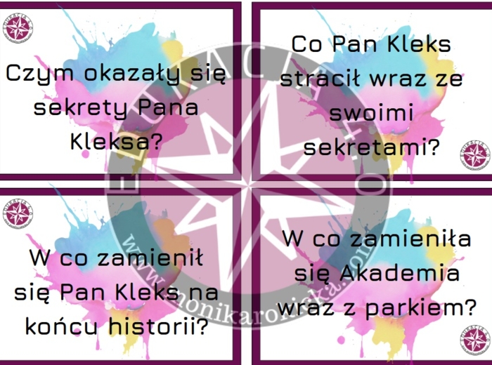 Karty z pytaniami do "Akademii Pana Kleksa"