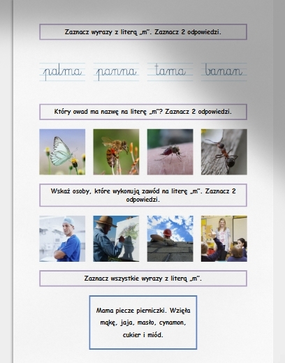 M i m. Karta pracy. Sprawdzian