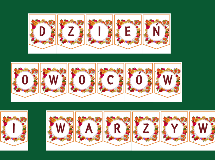 DZIEŃ OWOCÓW I WARZYW – biblioteka – świetlica – girlanda – gazetka – wersja 2