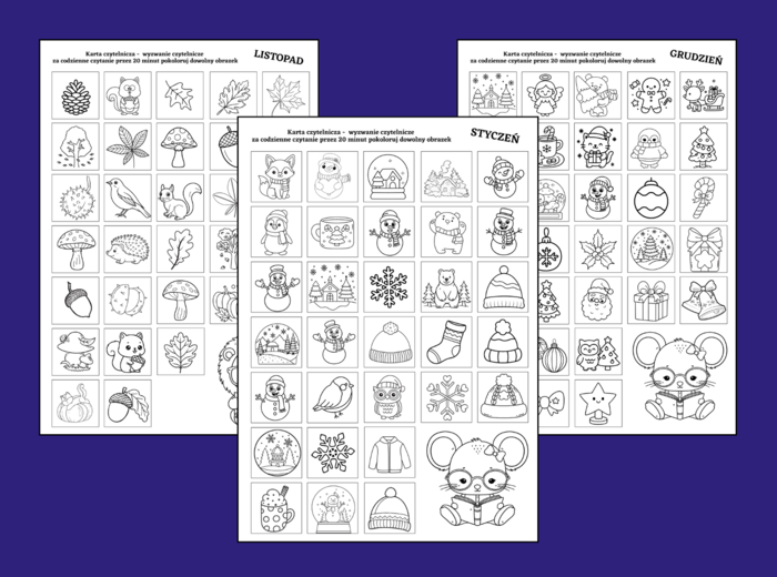 📚 Karty Czytelnika – Wyzwanie Czytelnicze (klasy 1–4)