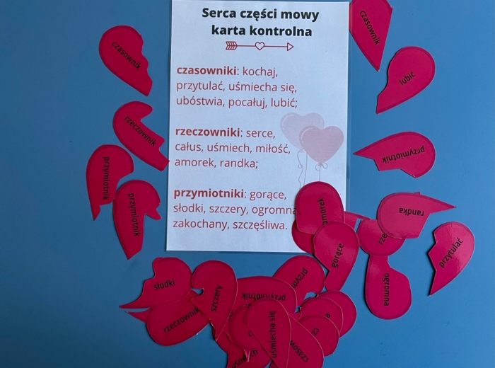 Puzzle - części mowy - walentynki