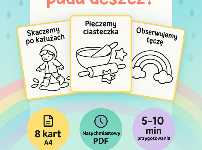 Kolorowanka: "Co robimy gdy pada deszcz?"