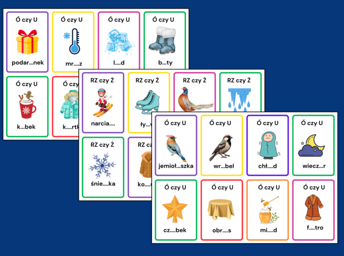 ZIMA - KARTY ORTOGRAFICZNE – 40 szt. – ortografia