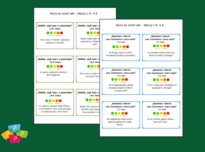LEKTURY OBOWIĄZKOWE z kl. 4-6 - Karty do SMALL TALK - 144 pytania - 8 lektur - gra
