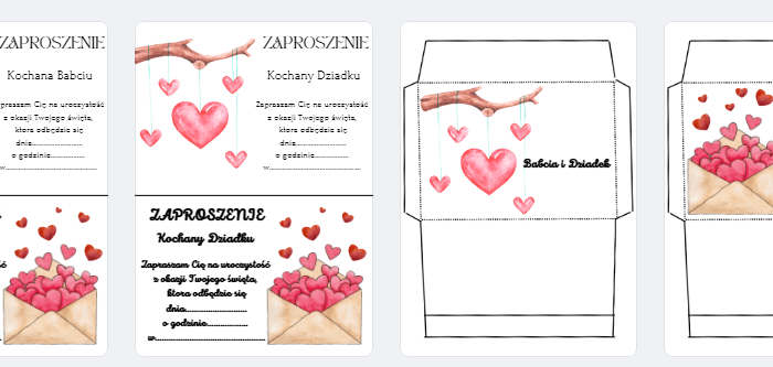 Zaproszenia i koperty na dzień Babci i Dziadka