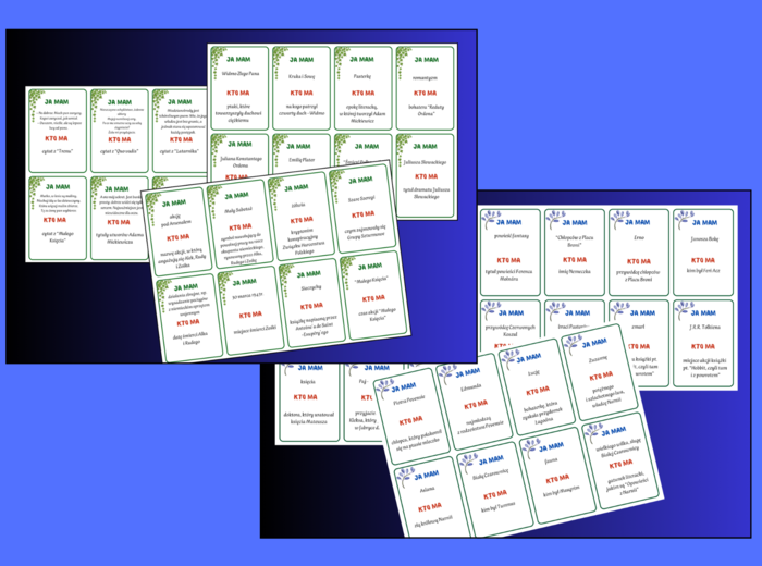 Gra – Ja mam… Kto ma…? – LEKTURY – klasy 4-8 – EGZAMIN – powtórka – 168 szt. - ZESTAW