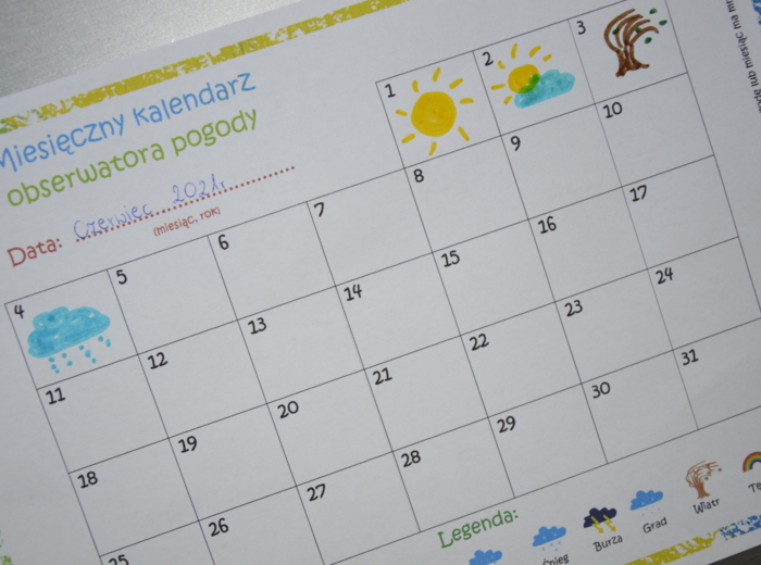 Miesięczny kalendarz obserwatora pogody