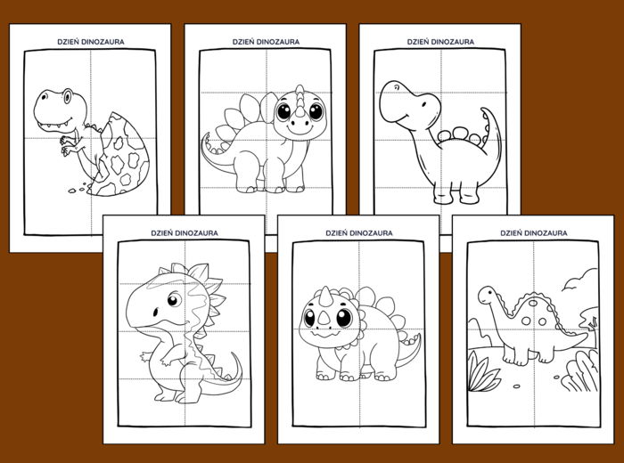DZIEŃ DINOZAURA – układanki – układanka – puzzle – kolorowanka – kolorowanki – 12 szt. – biblioteka – świetlica – przedszkole