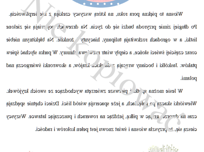 Lustrzane dyktando "Wiosna"