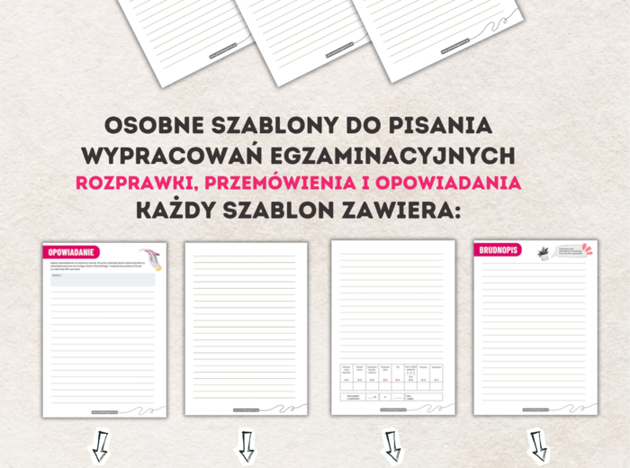 Estetyczne szablony na wypracowania E8 + lista archiwalnych tematów CKE