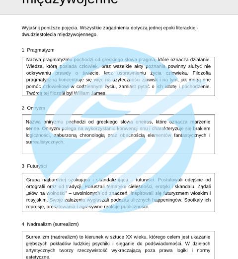 Dwudziestolecie Międzywojenne – Najważniejsze Zagadnienia – Karty Pracy dla Maturzystów
