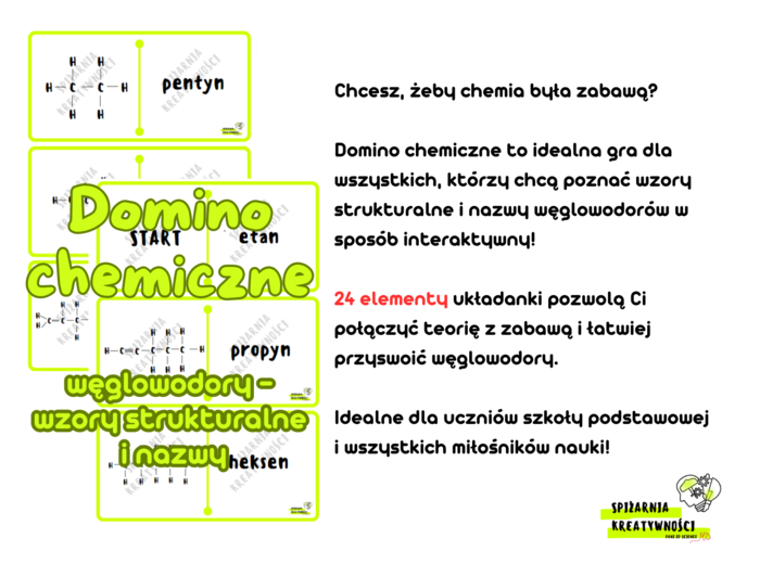 Domino chemiczne - węglowodory - wzory strukturalne i nazwy