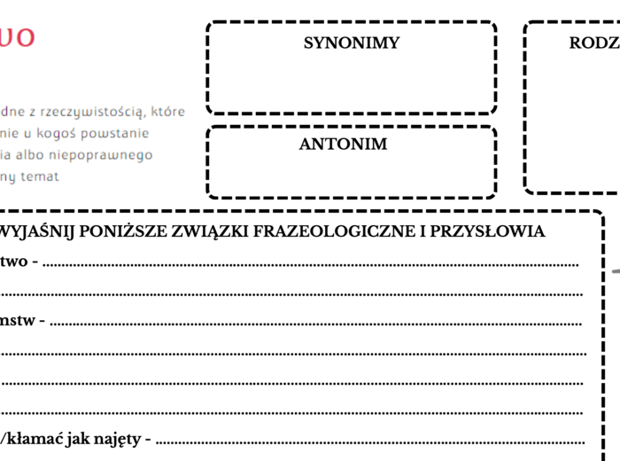 Kłamstwo - językowe karty pracy