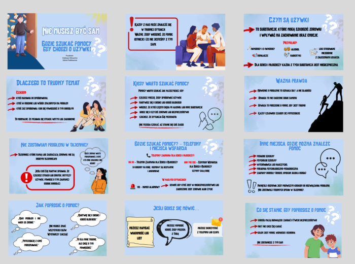 Nie musisz być sam - gdzie szukać pomocy jeśli chodzi o używki? Prezentacja/ Edukacja zdrowotna