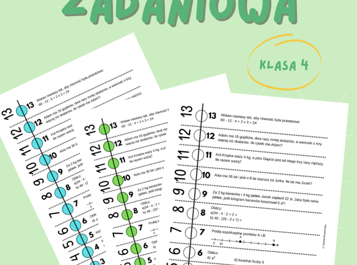 Sztafeta zadaniowa Liczby i działania klasa 4